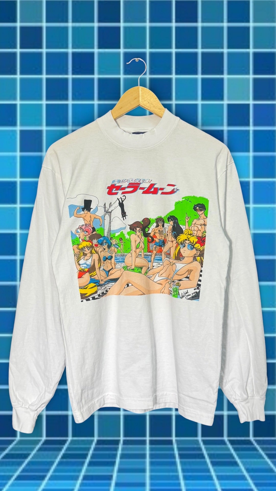 Womens White Long Sleeve - Sailor Moon Wish You Were Here