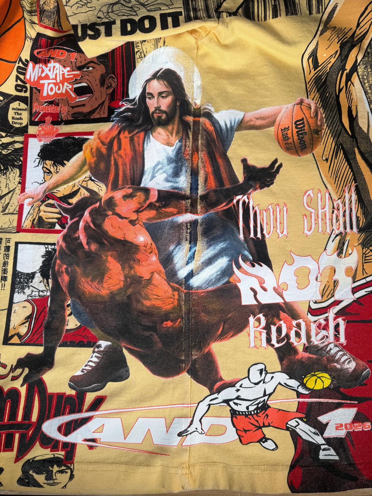 Super Cream - Slam Dunk Front Back - Thou Shall Not Reach Verse 6:16 Sides - 360 Shirt