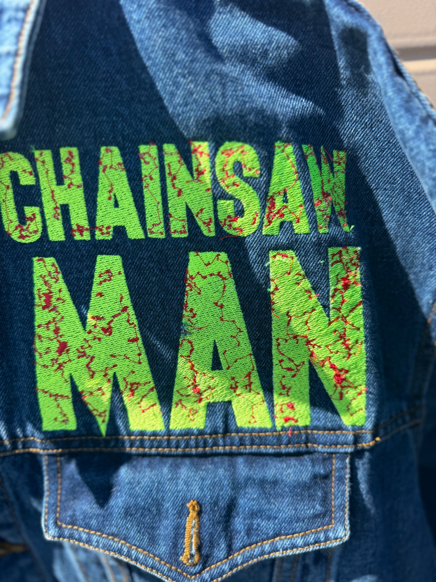 Chainsaw man vintage denim jacket rare anime dbz one piece