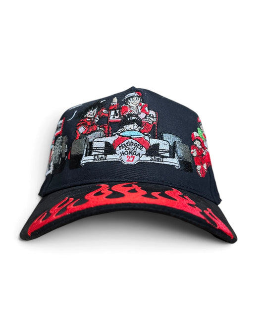 Black with Red Flames Brim - Dragon Ball X F1 - Hat