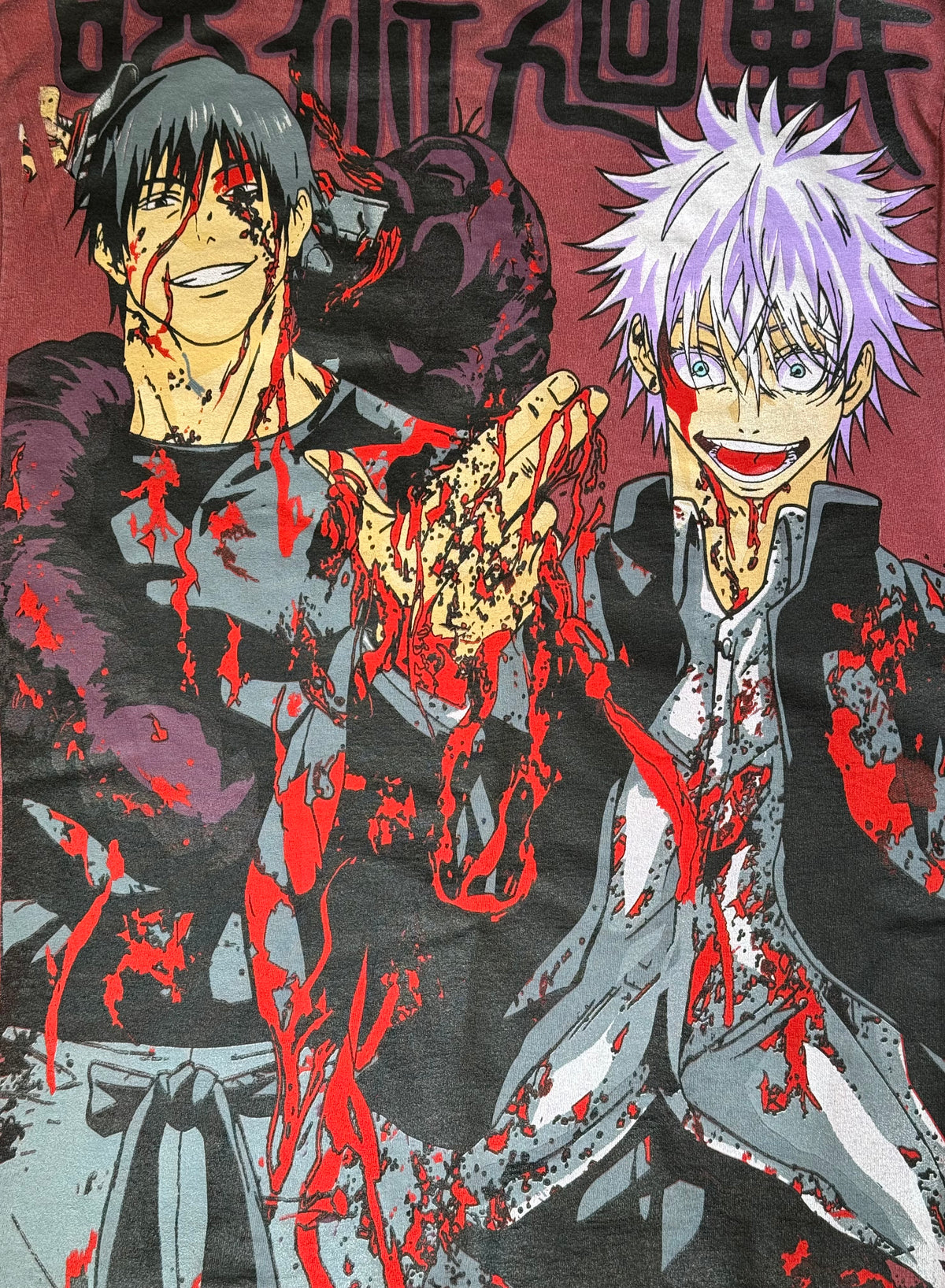 Faded Red - Itadori and Megumi Front - Gojo vs Toji Back