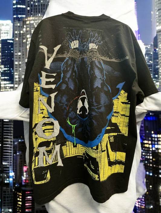 Black  - Venom city lights Tee front & lighting Back