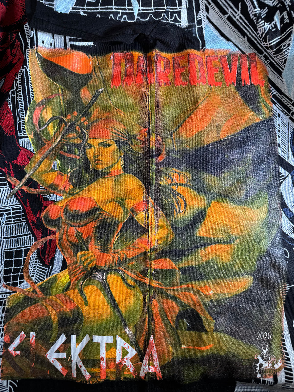 Black - Daredevil VS Bullseye Front and Back - Elektra Sides