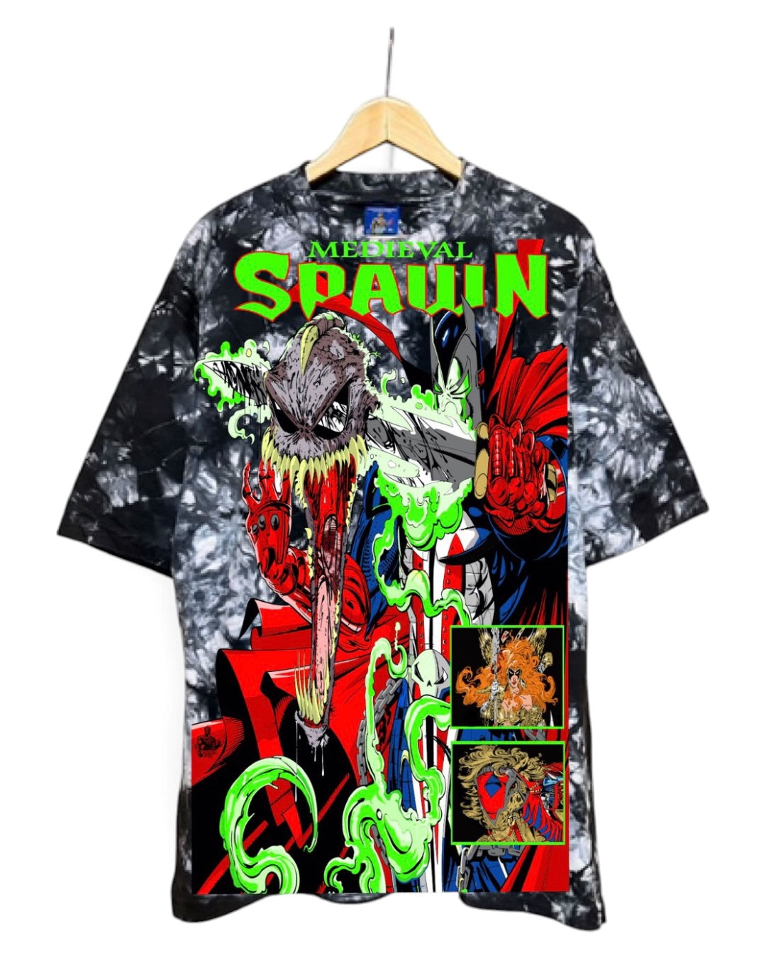 Black and White Tie Dye - Medieval Spawn Front - Spawn Pieces of Me Back