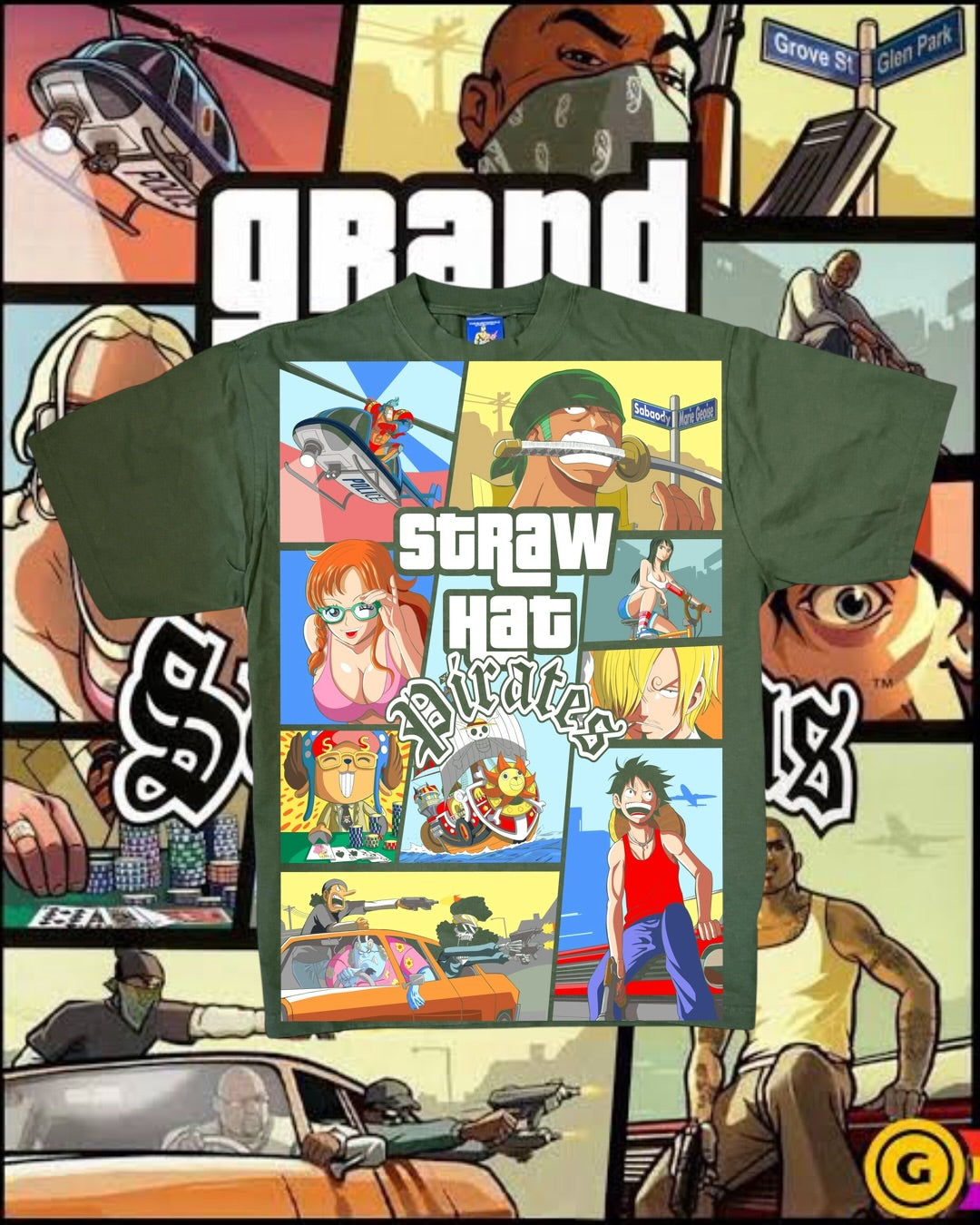 Dark green - One Piece GTA Cover Front - Back Cover