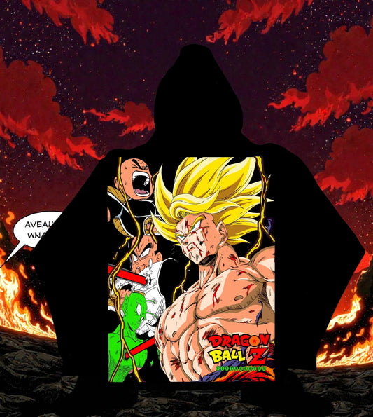 Black Hoodie - Goku SSJ Front &  Lord Freiza back