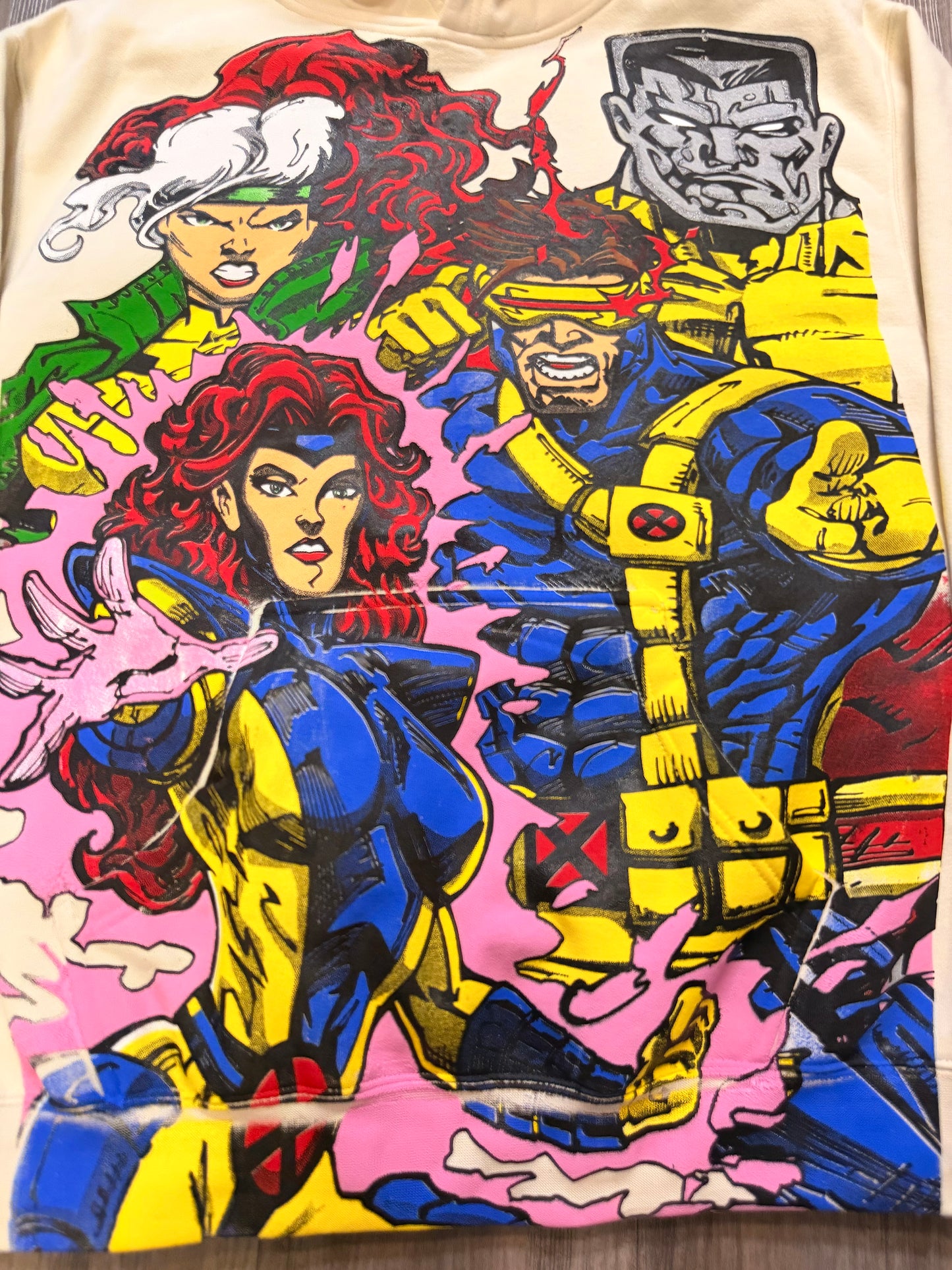 Cream Hoodie - X-Men Team Front & Beast & Gambit back