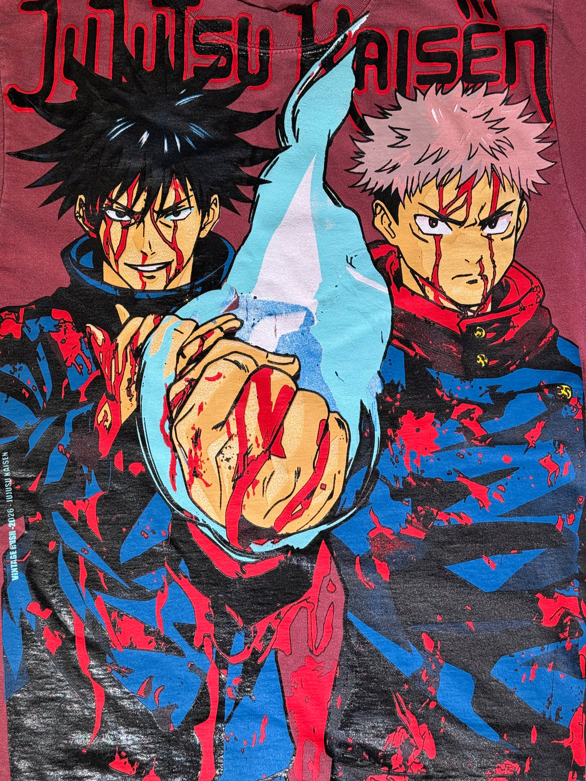 Faded Red - Itadori and Megumi Front - Gojo vs Toji Back
