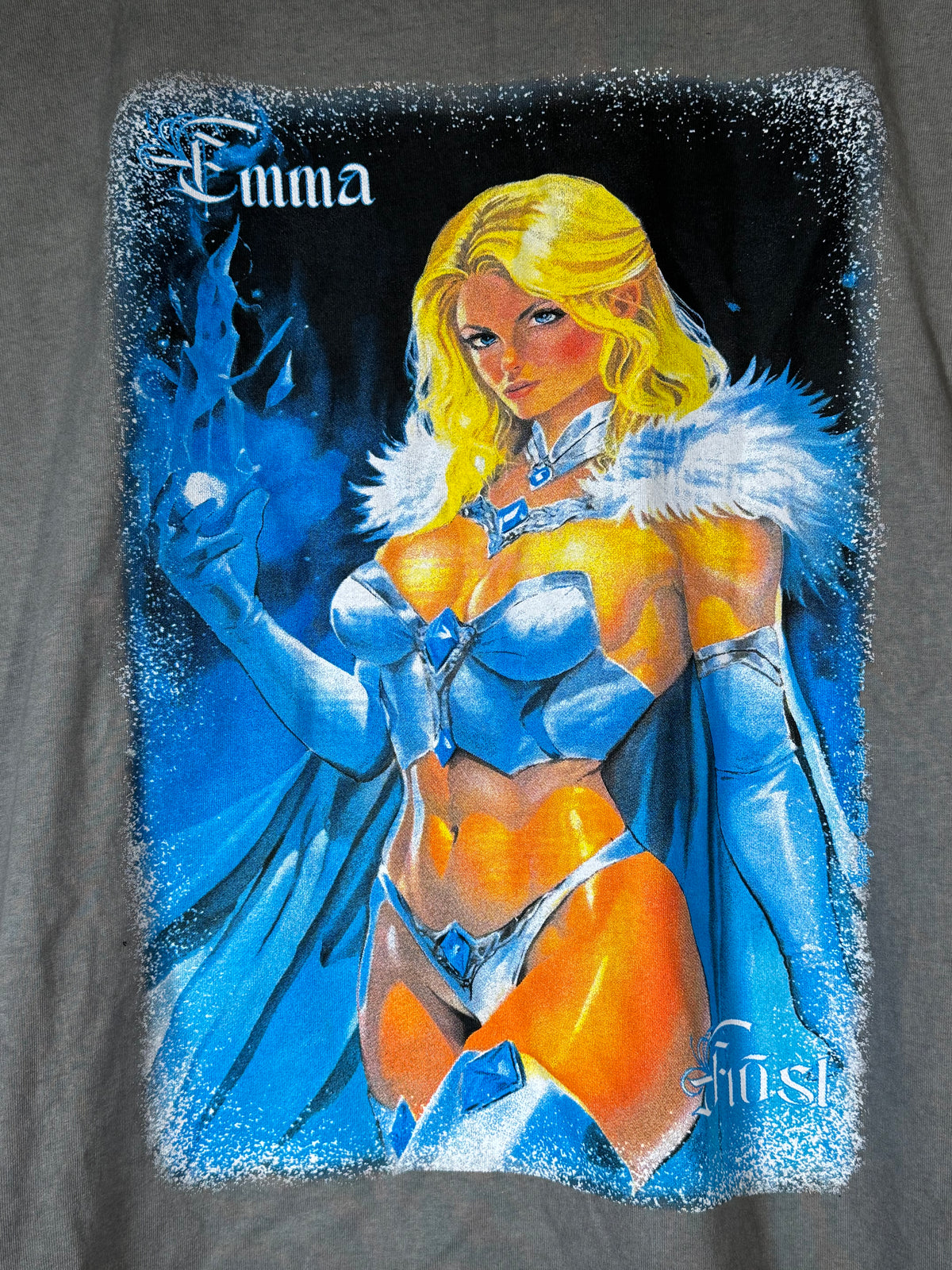 Black Oil Wash - Emma Frost Front - Elektra Back - Shirt