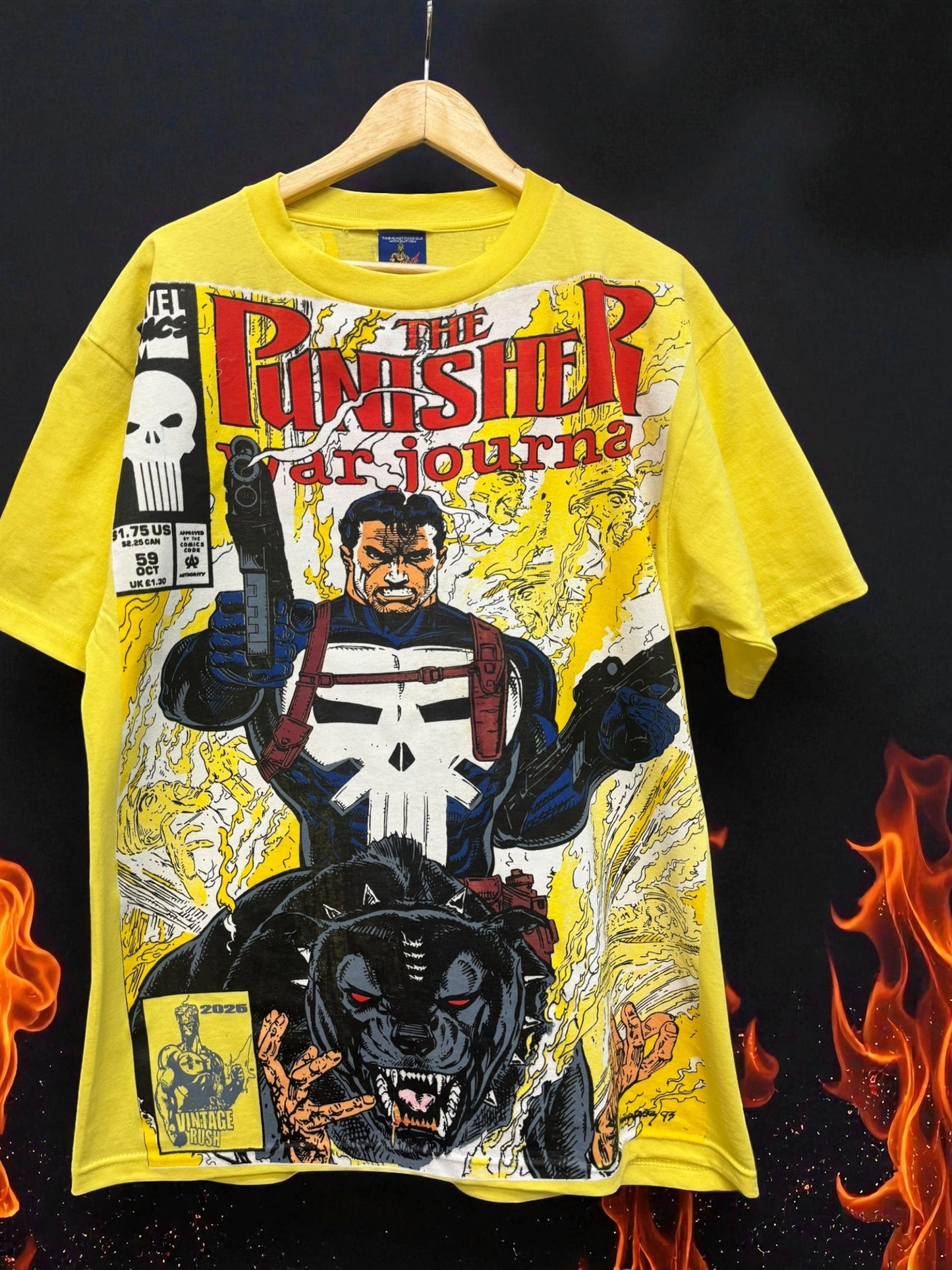 Light Yellow - Punisher Solo Flames & the Punisher Pit bull