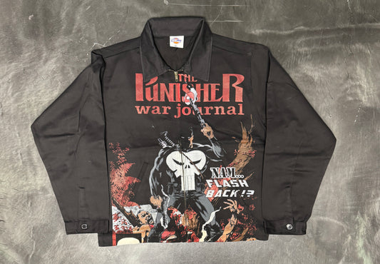 (Black Friday)-XL-Black Zip Up-Punisher Nam Flash Back Front