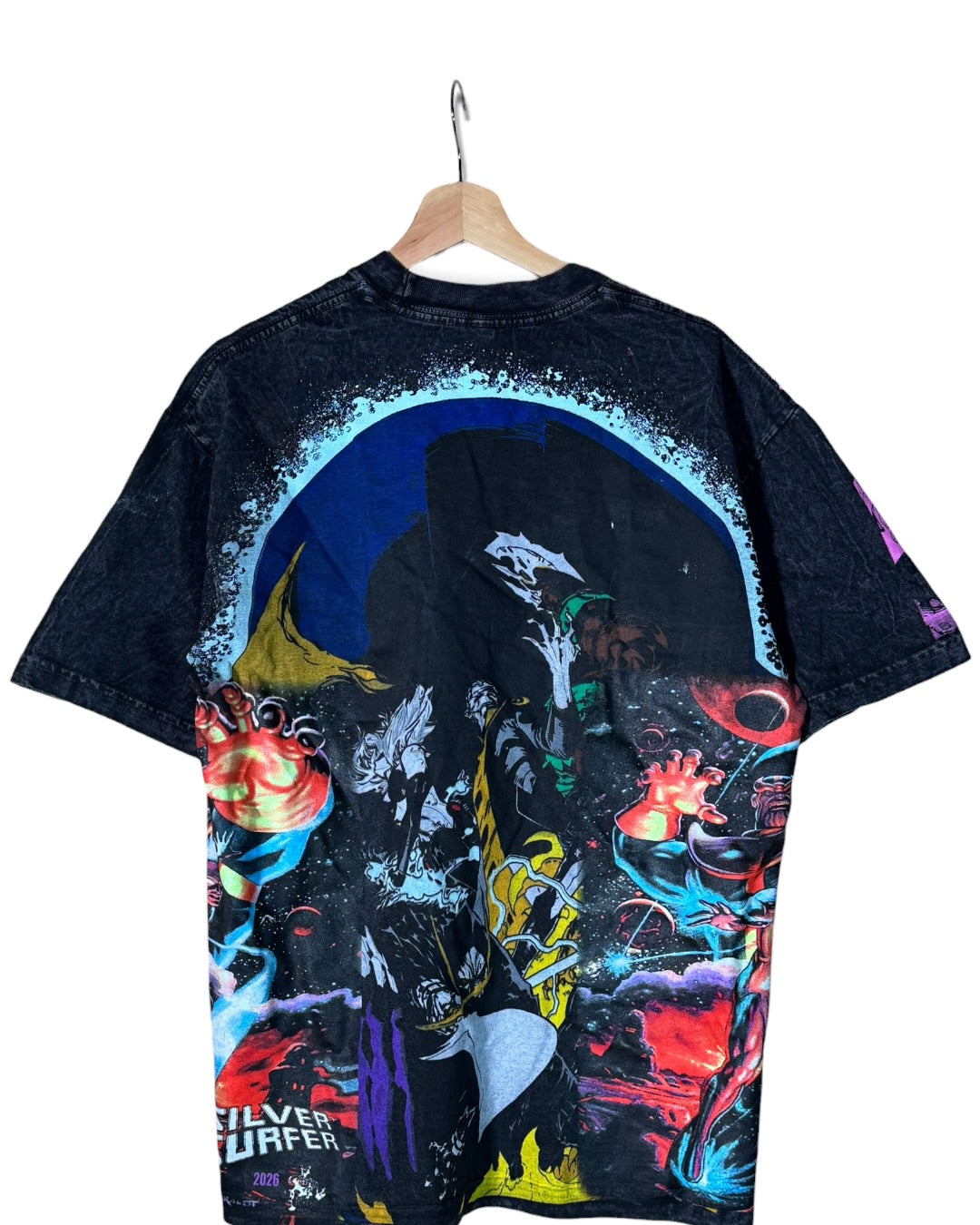 Black Acid Wash - Thanos Skulls Front - Thanos Face Back - Silver Surface Variant