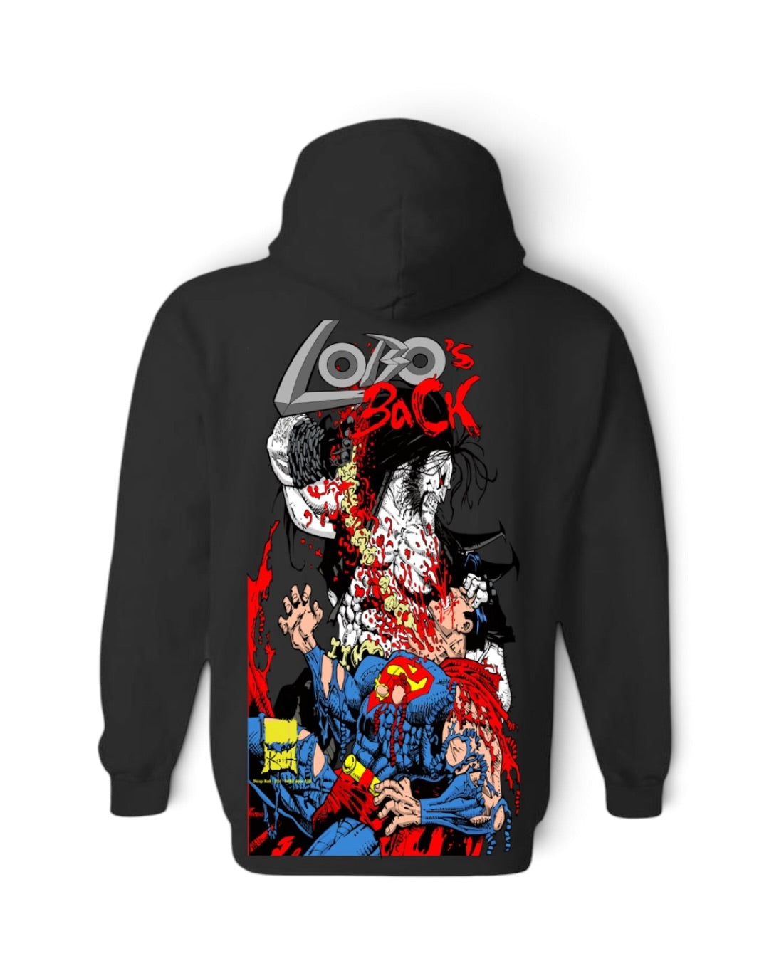 Black - Lobo Wins Front - Spine Ripped Back - Hoodie