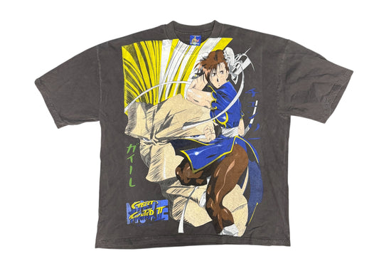 (Black Friday)-XL-Faded-Street Fighter 2 Chun li/Guile