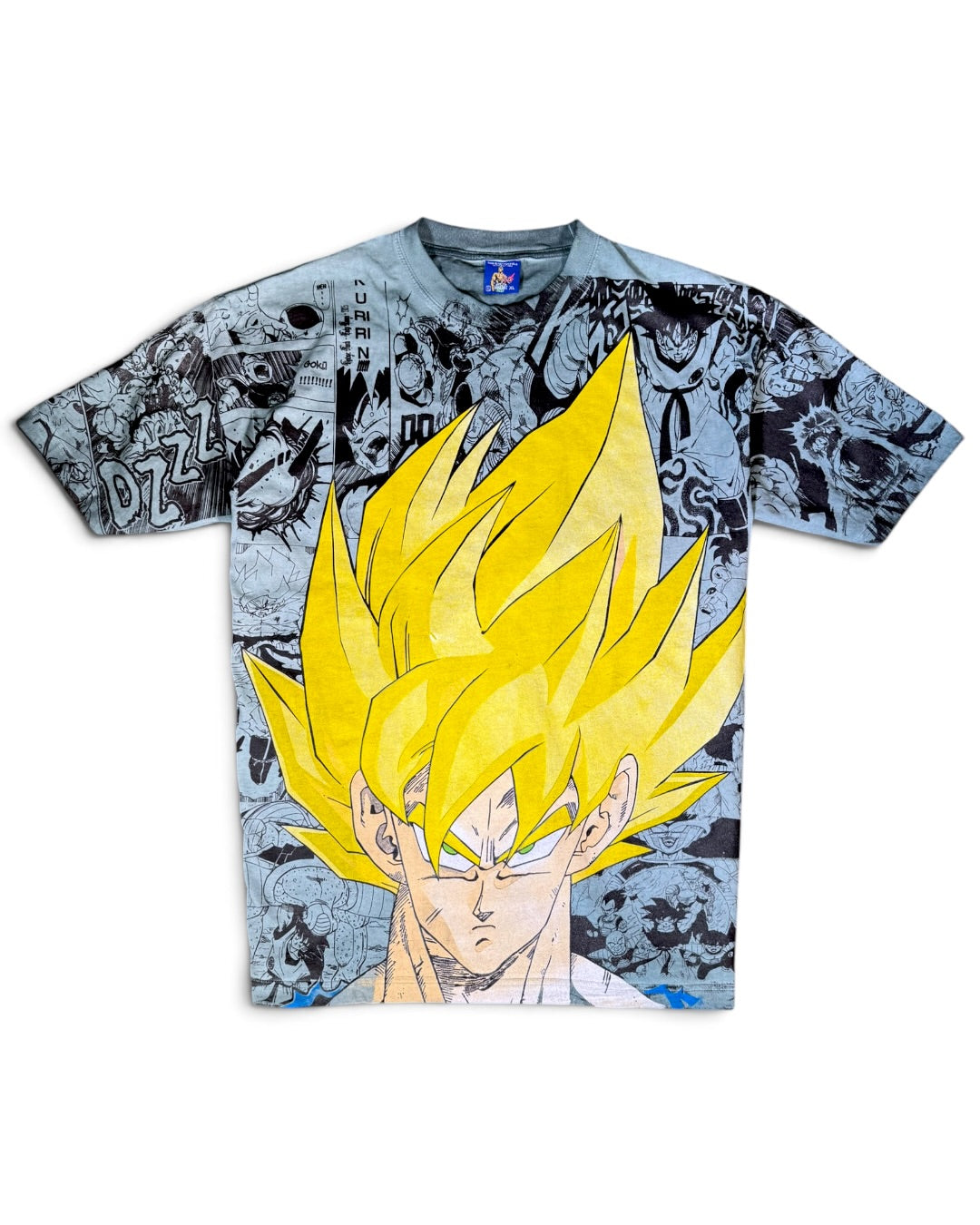 Teal Oil Wash - Goku Manga Panels Mega Print - Shirt
