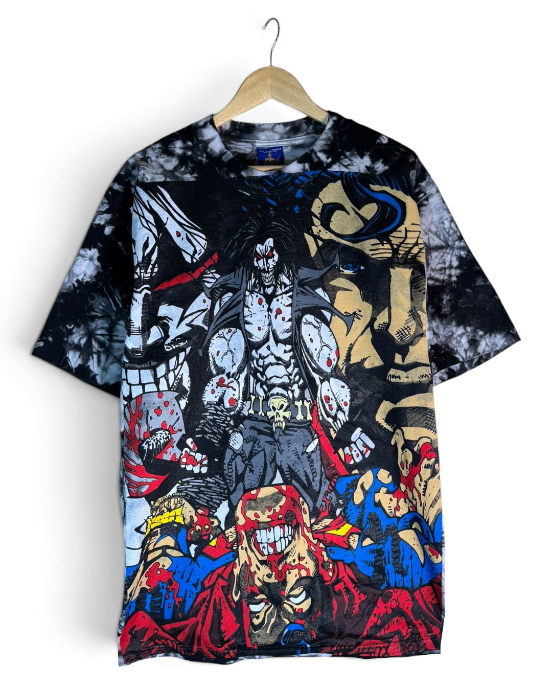 Black and White Tie Dye - Lobo Wins Front - Spine Ripped Back