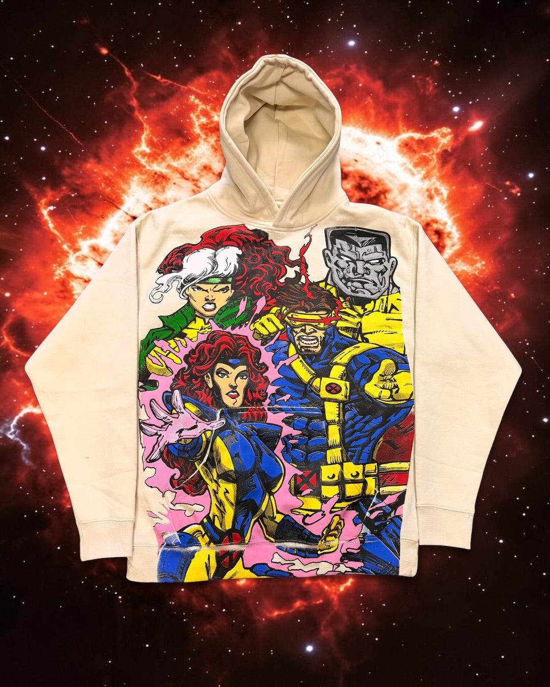 Cream Hoodie - X-Men Team Front & Beast & Gambit back