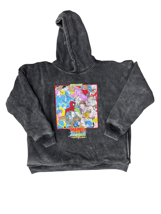 Large,XL,2XL-Black Acid Wash-Marvel vs Capcom Hoodie