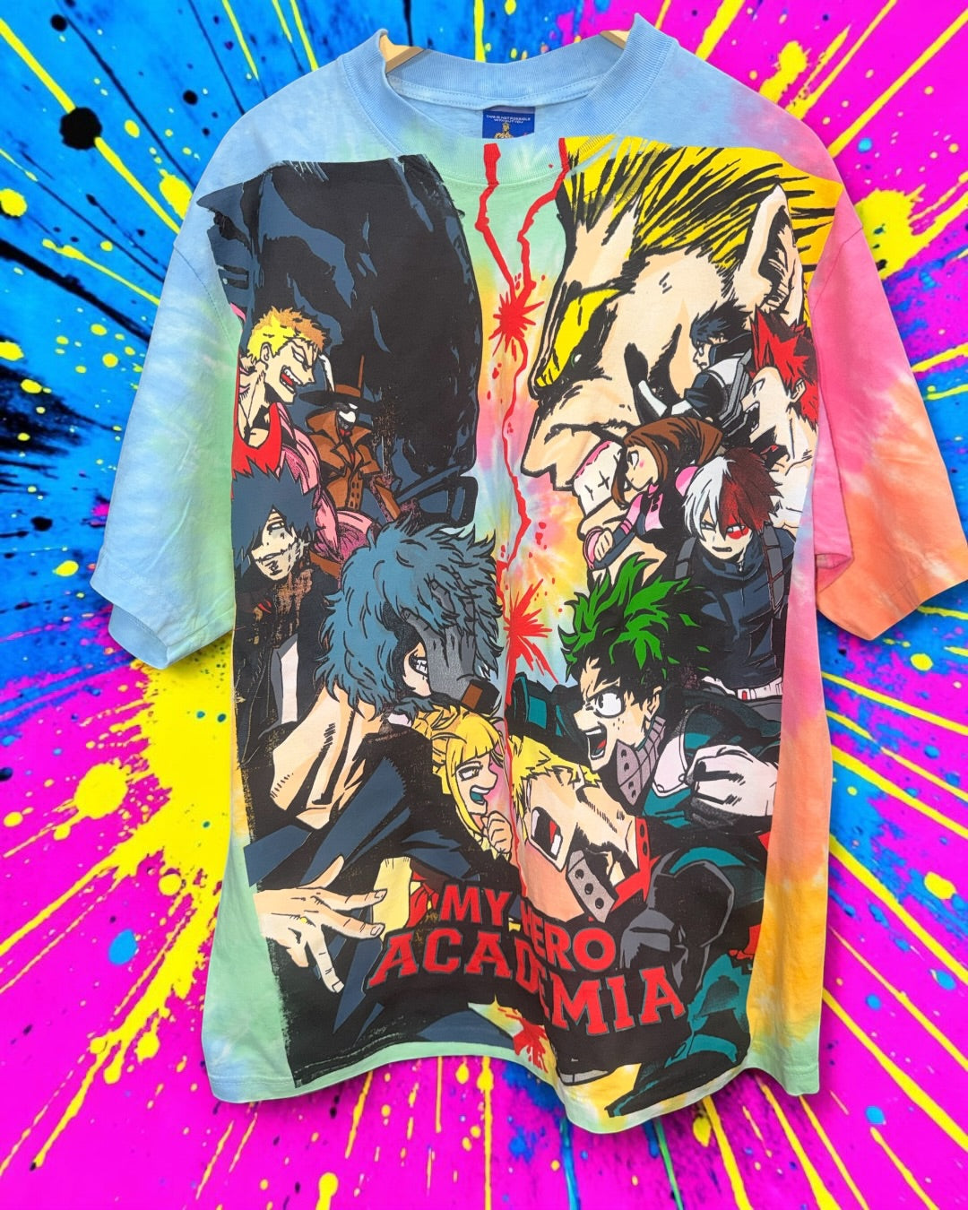 Shaka sherbet Tie dye  - My hero - All might vs one for all Front & Final conflict back