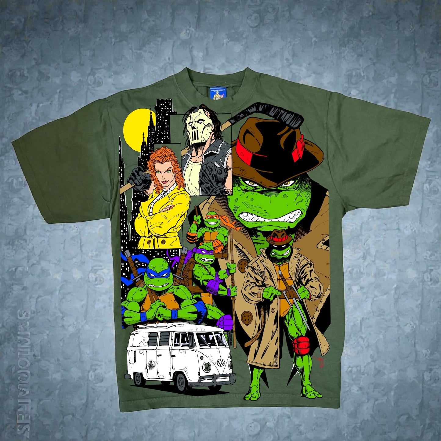 Dark Green -Trench coat Ralph & TMNT World Tee Back hit