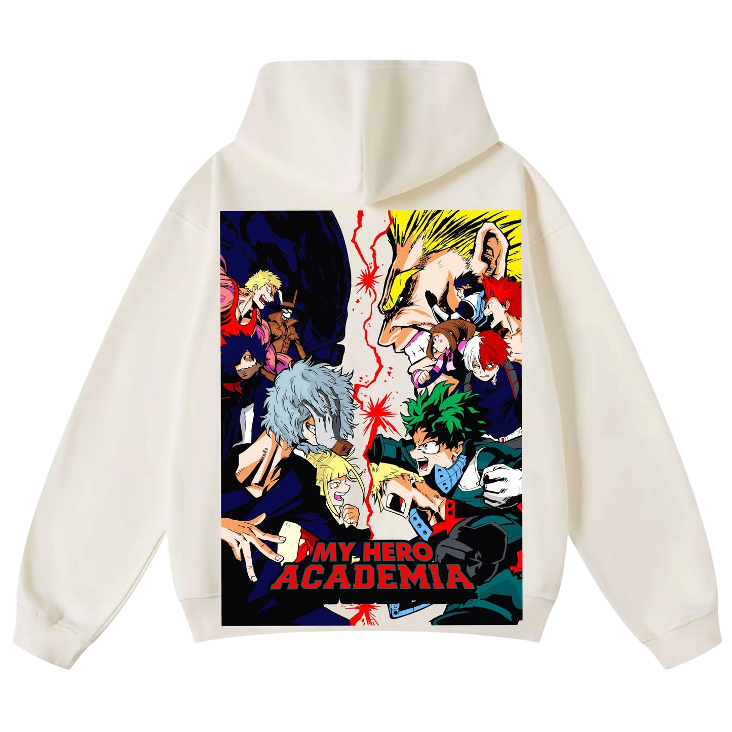 Cream Hoodie - My hero - Final conflict Front & All might vs one for all back