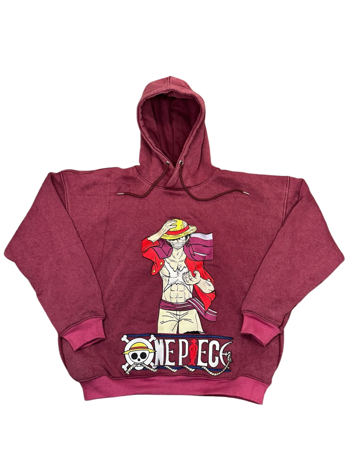 Vintage Burgundy Hoodie- Luffy