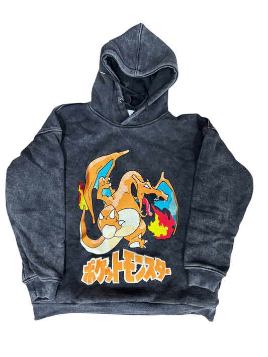 Black washed-Medium, Large-Cahrizard Hoodie