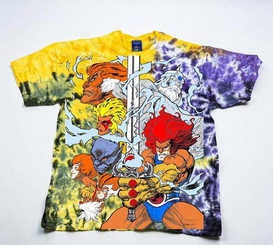 Purple and yellow tie dye Thunder cats HO! Front & Lionel back