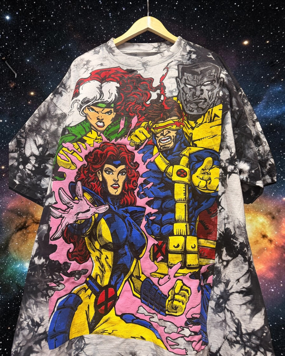 Black tie dye - X-Men Team Front & Beast & Gambit back