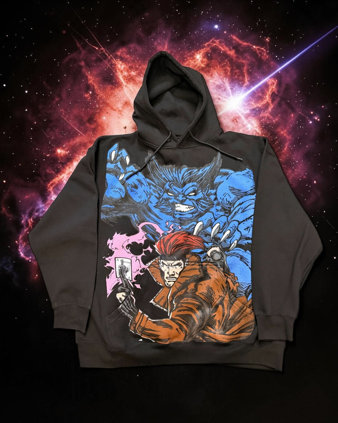 Black Hoodie - Beast & Gambit Front & X-Men Team back