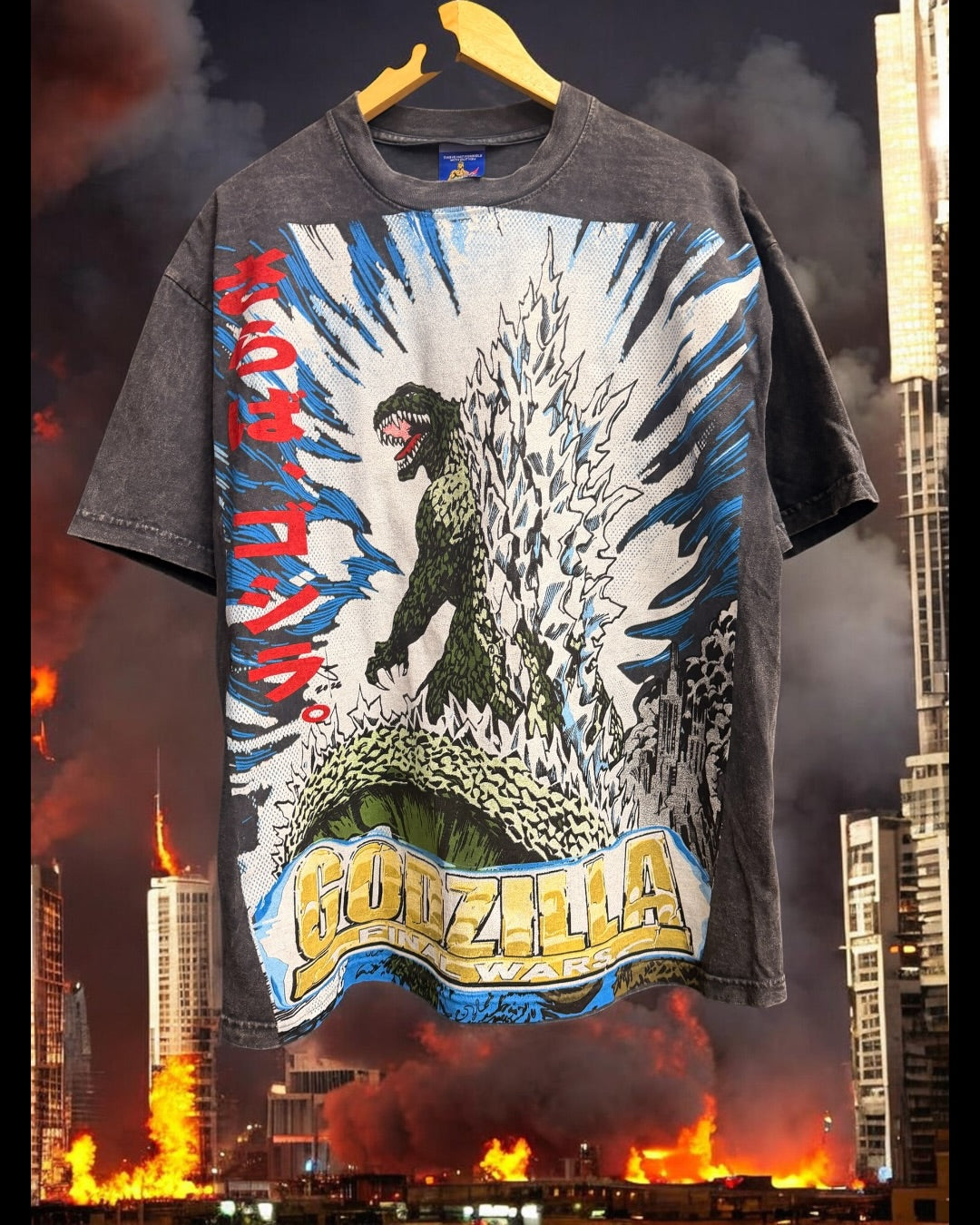 Black Acid wash  - Godzilla Final Wars Front & Mechagodzilla Trio Back
