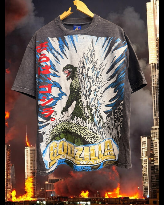 Black Acid wash  - Godzilla Final Wars Front & Mechagodzilla Trio Back