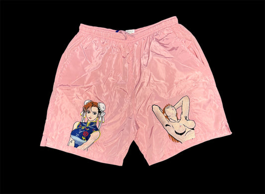 (Black Friday) X-Large-Nylon Pink - Chun-li Shorts