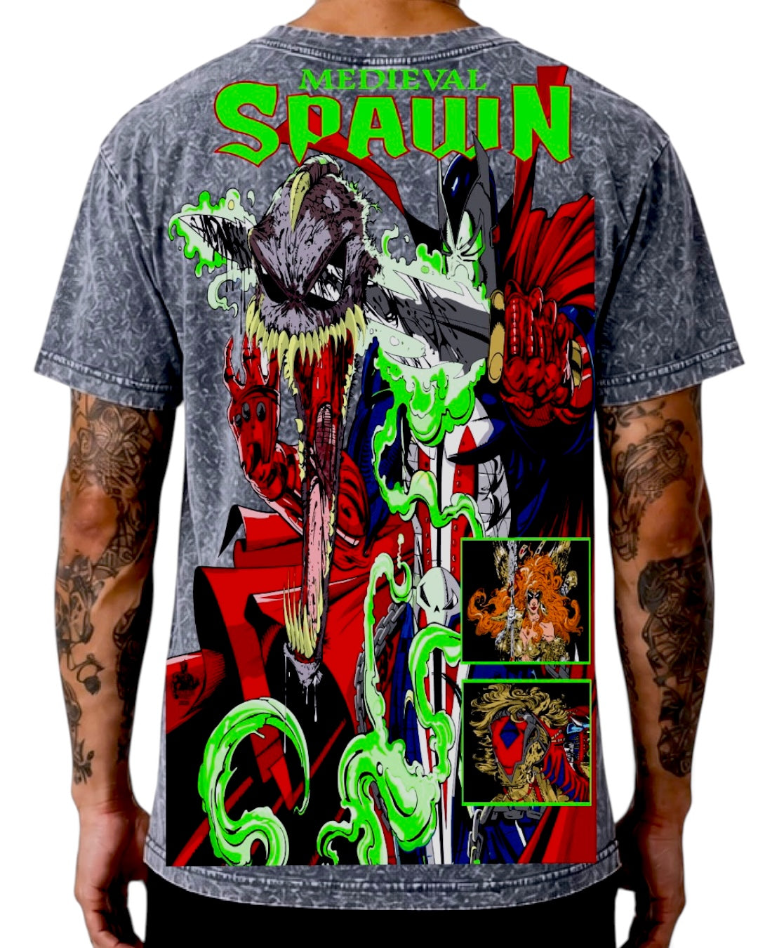 Gray Acid Wash - Spawn Pieces of Me Front - Medieval Spawn Back