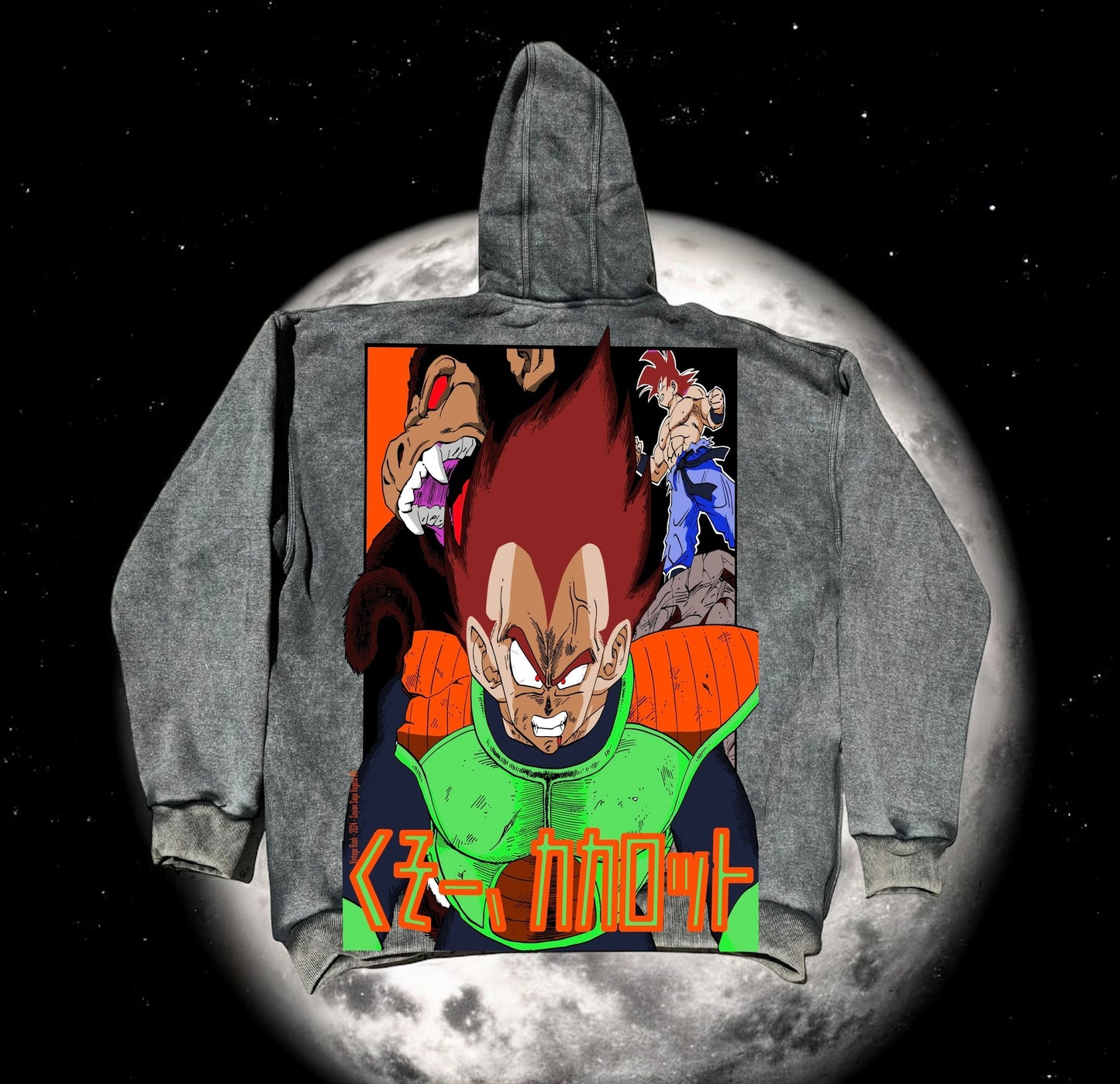 Faded - Variant Premium Hoodie - SSJ Gohan “ I Hate Sayians” front &  Arlia Vegeta Back