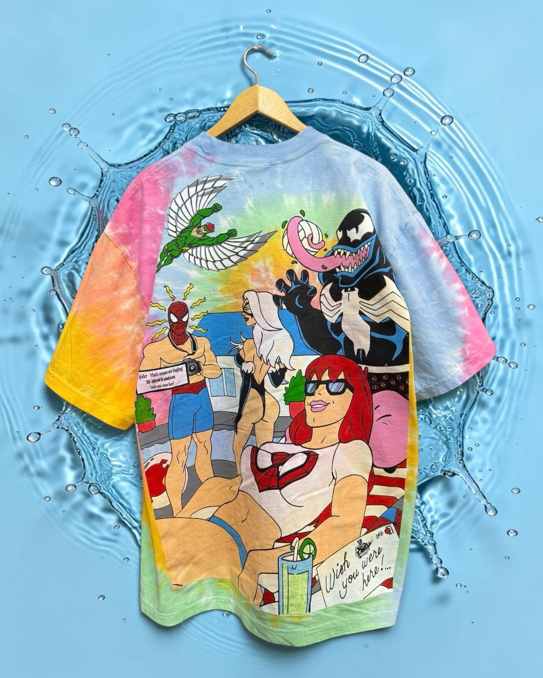 Tie Dye Print - king pin and friends back front - Spidy Wish back