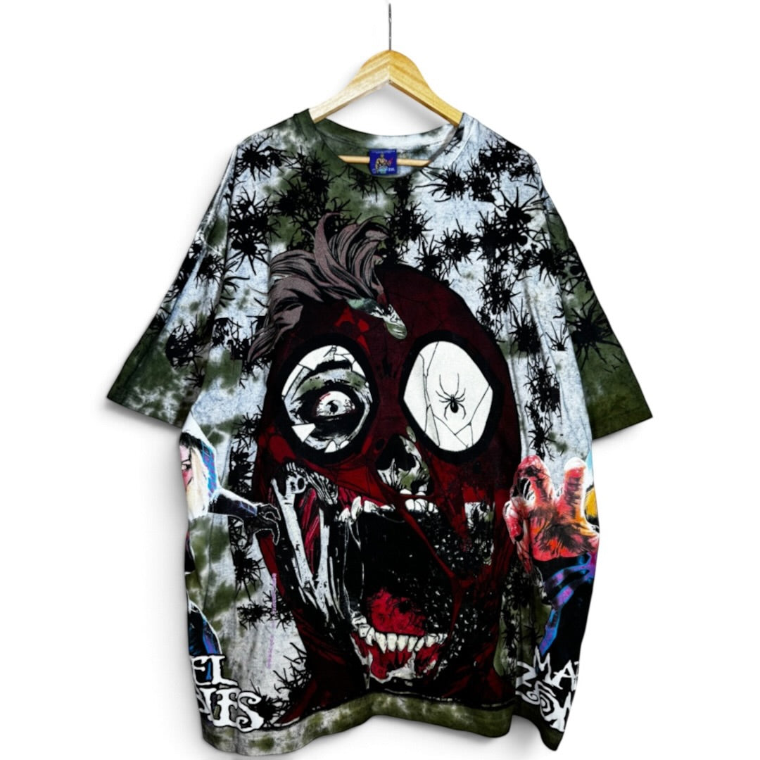 Green and White Tie Dye - Zombie Spiderman Front and Back - Marvel Zombies Side - 360 Shirt