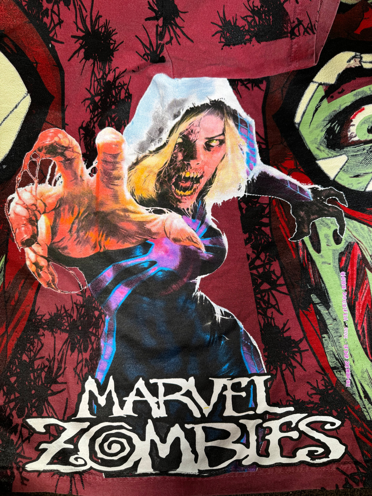 Faded Red - Zombie Spiderman Front and Back - Marvel Zombies Side - 360 Shirt