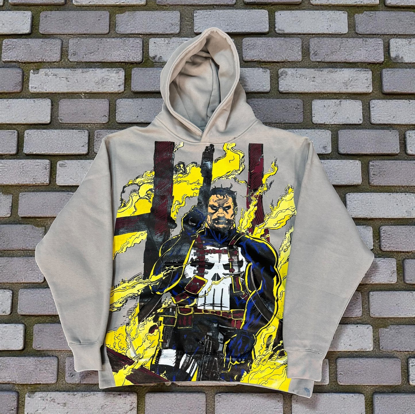 Light grey  Hoodie - punisher flame solo & The Punishers Pit