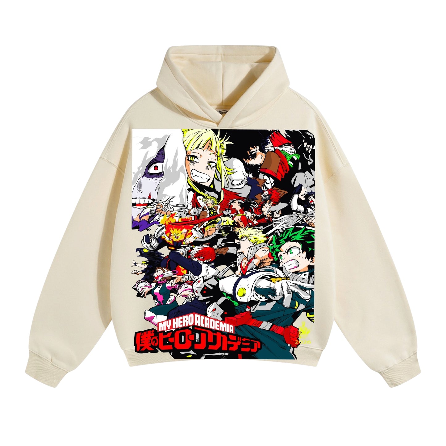 Cream Hoodie - My hero - Final conflict Front & All might vs one for all back