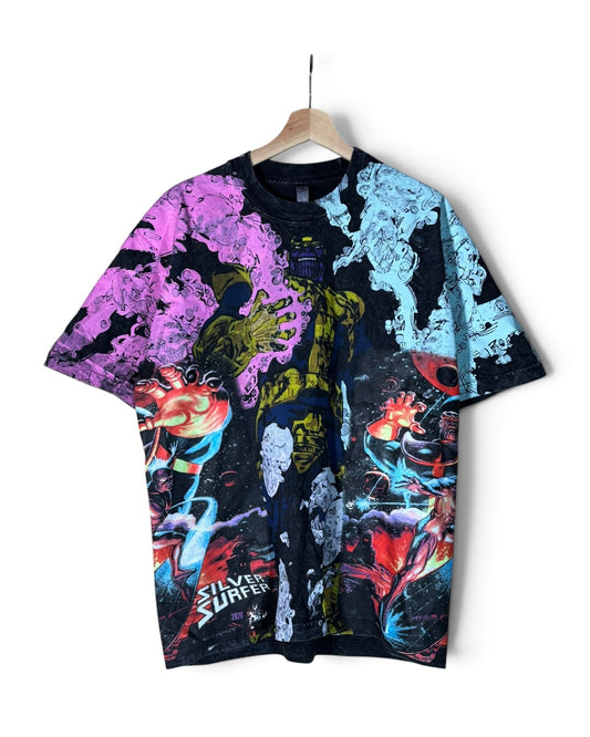 Black Acid Wash - Thanos Skulls Front - Thanos Face Back - Silver Surface Variant