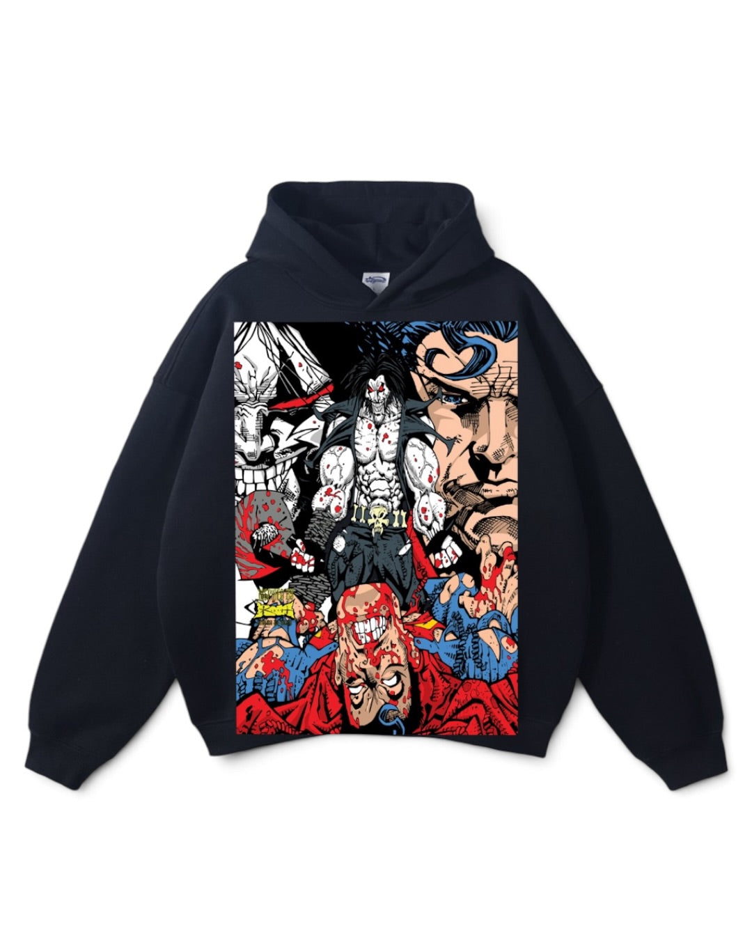 Black - Lobo Wins Front - Spine Ripped Back - Hoodie