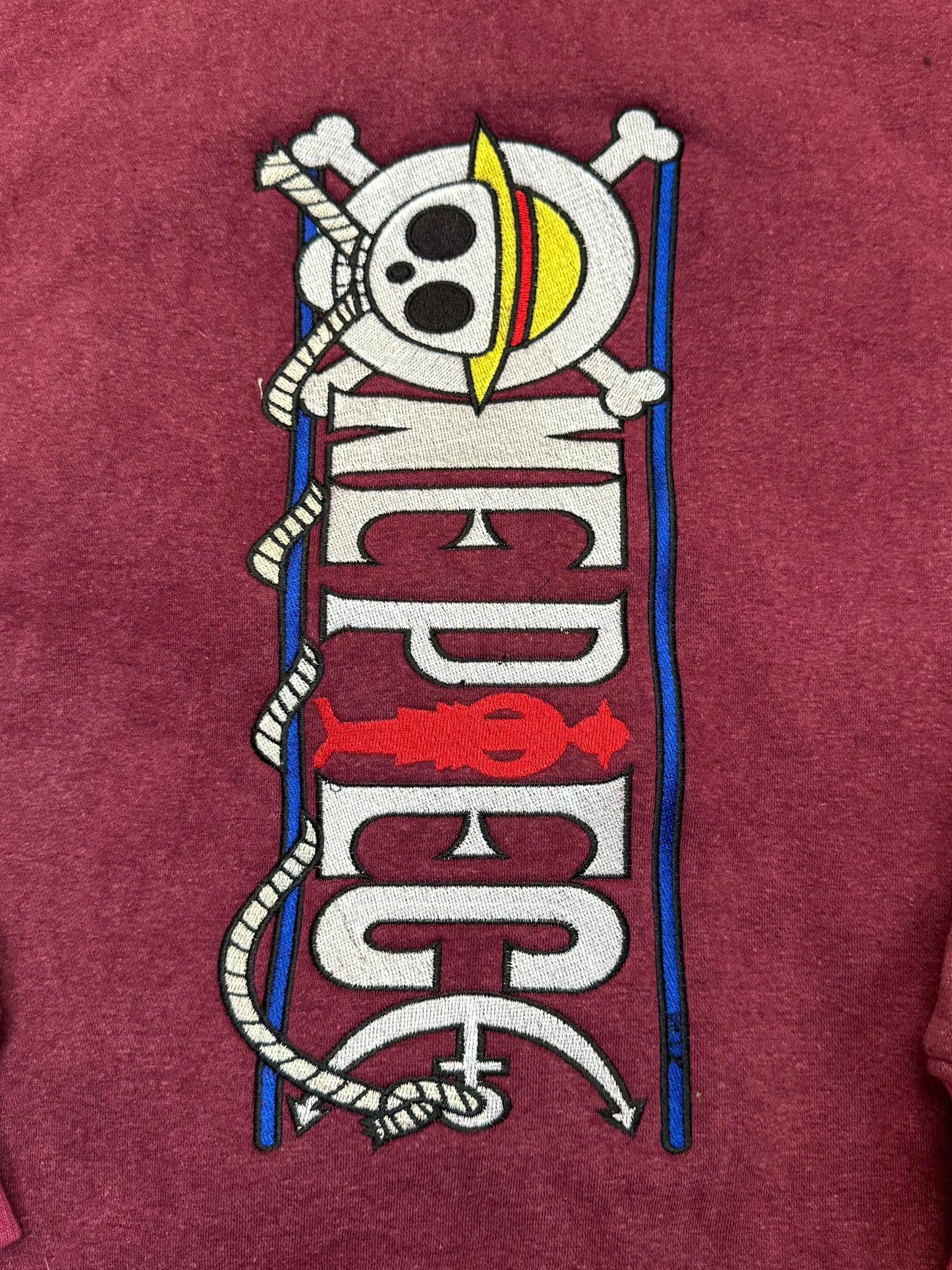 Vintage Burgundy Hoodie- Luffy