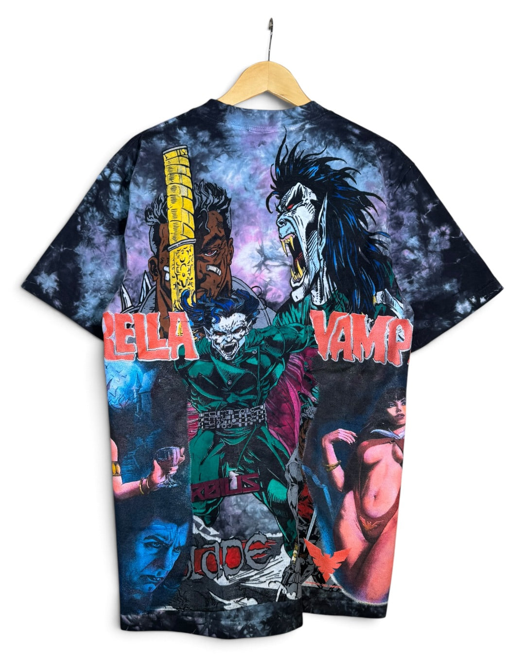 Purple and Blue Tie Dye - Blade X Front - Morbius Back - Vampirella sides
