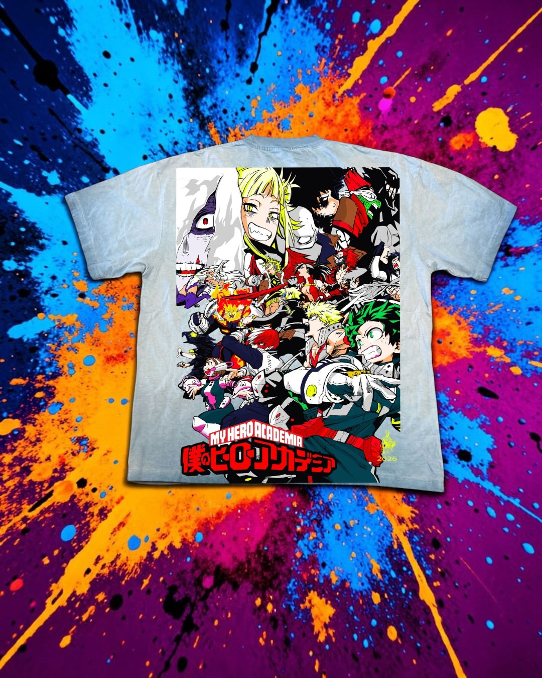 Blue Oil Wash -  My hero - All might vs one for all Front & Final conflict back