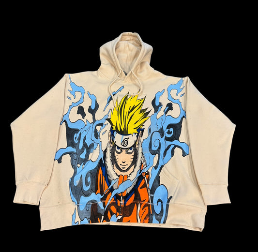 Cream HOODIE - Naruto Front & Rock Lee back