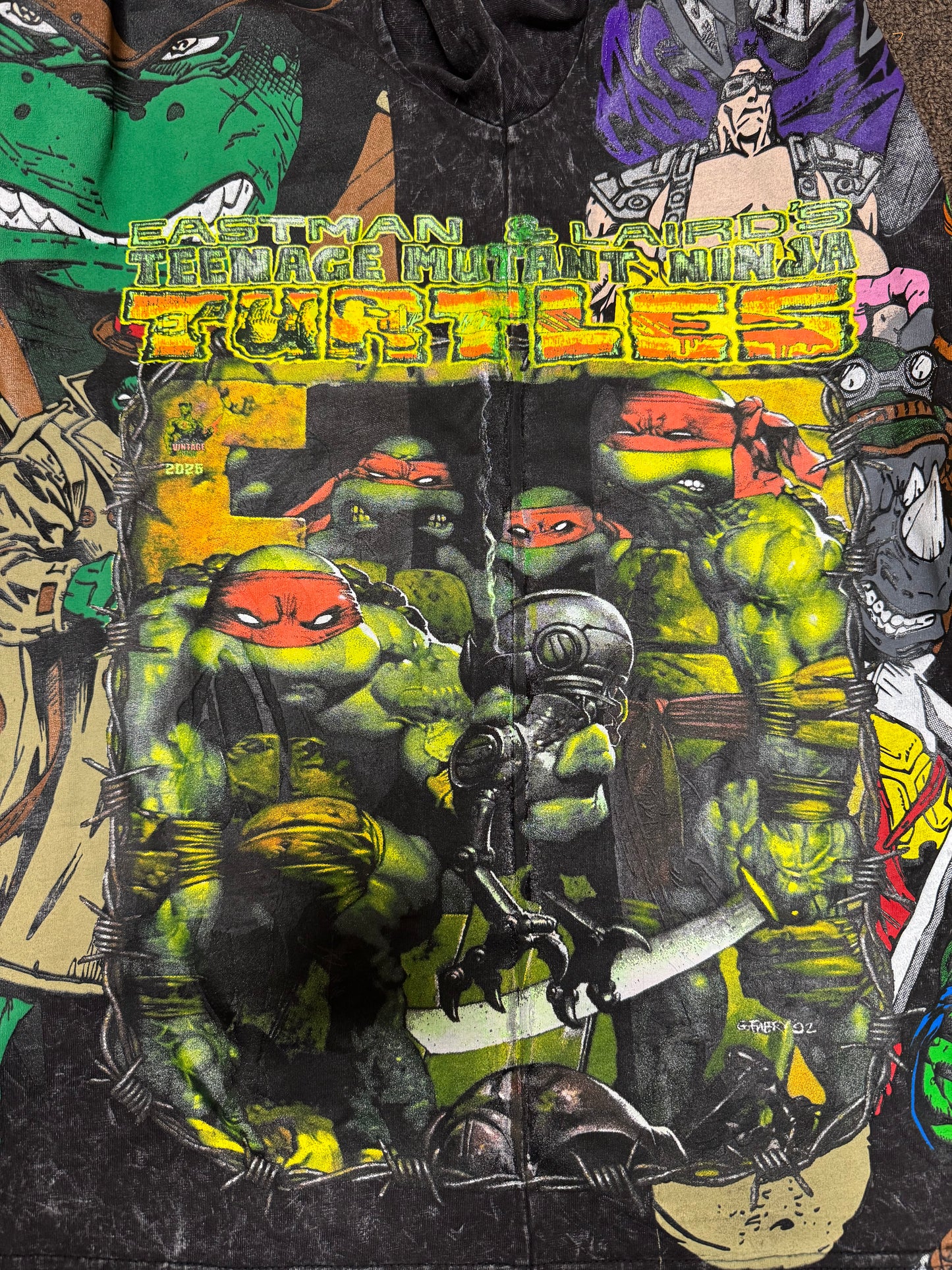 Black Acid Wash - TMNT World Front - Trench Coat Back - TMNT sides