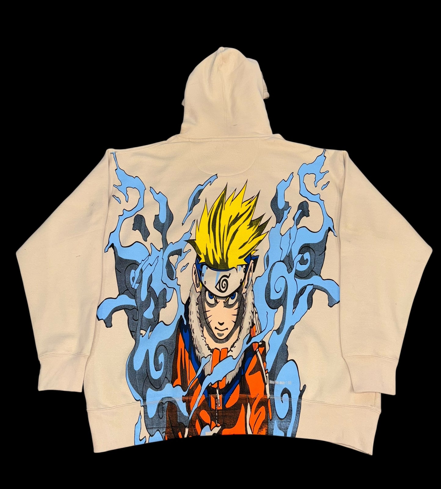 Cream HOODIE - Rock Lee Front & Naruto back