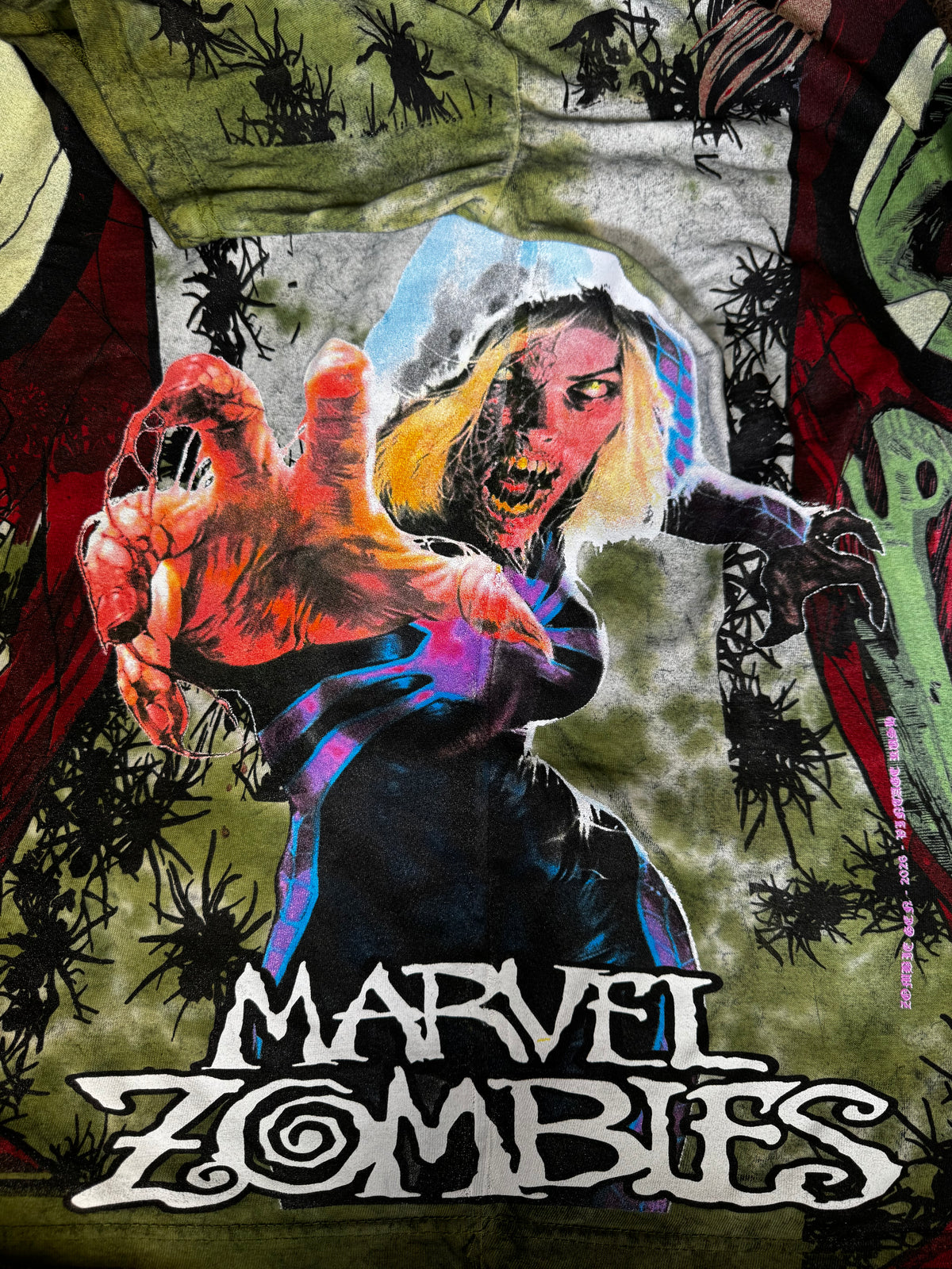 Green and White Tie Dye - Zombie Spiderman Front and Back - Marvel Zombies Side - 360 Shirt