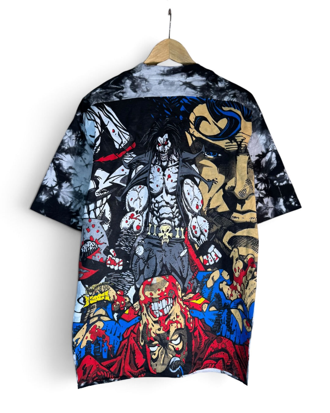 Black and White Tie Dye - Spine Ripped Front - Lobo Wins Back